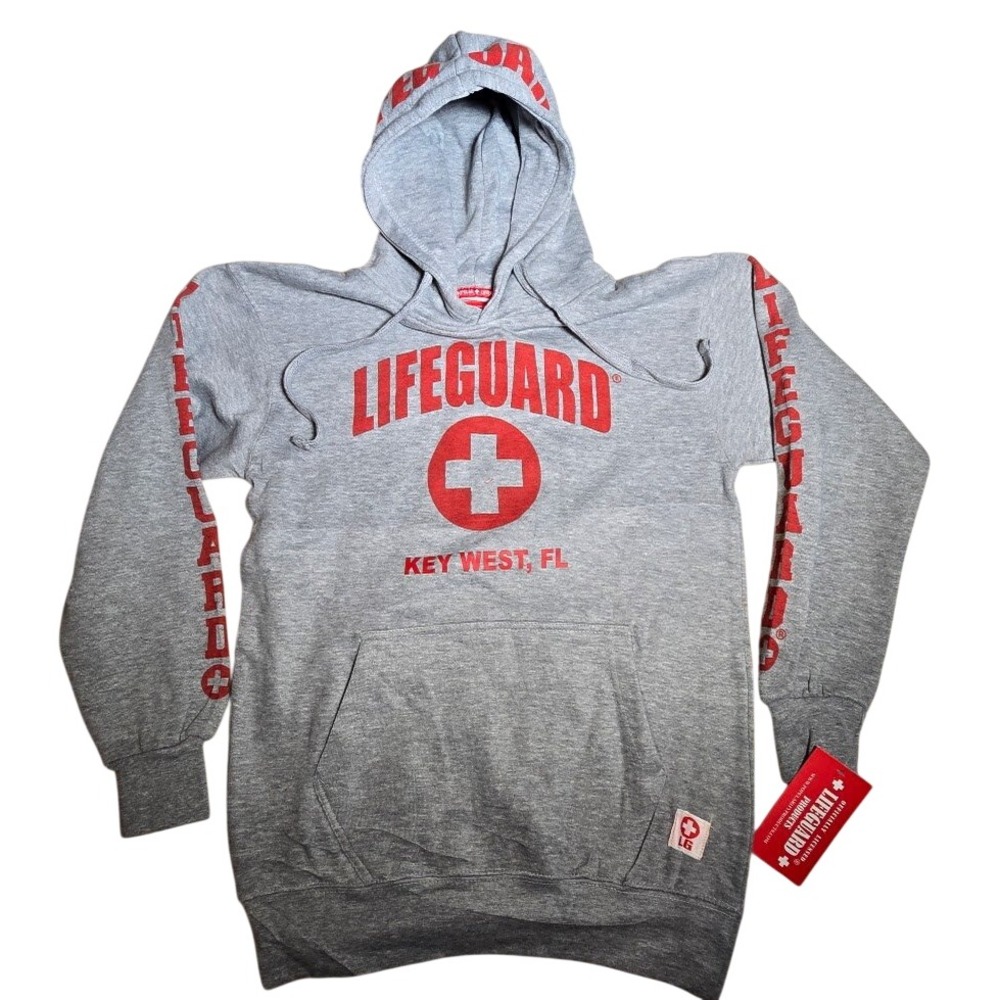 Lifeguard Key West FL Hoodie Mens Small Gray Red Graphic Sweatshirt NWT